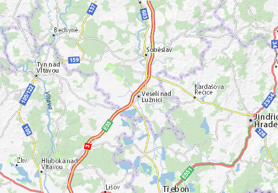 Karte Stadtplan Veselí nad Lužnicí