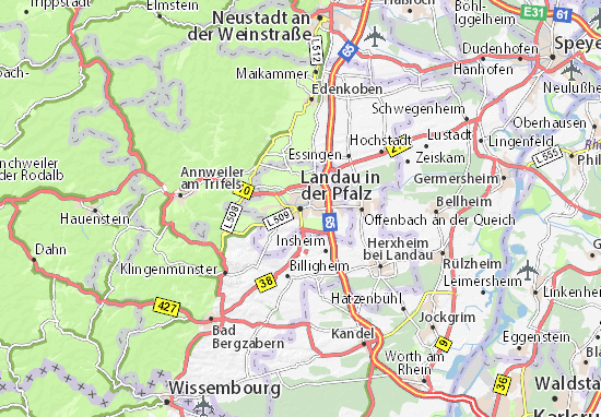 Karte Stadtplan Landau in der Pfalz