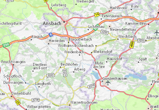 Karte Stadtplan Weidenbach