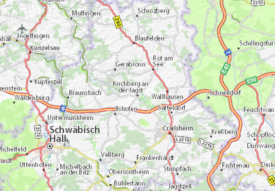 Karte Stadtplan Kirchberg an der Jagst