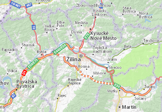 Karte Stadtplan Žilina