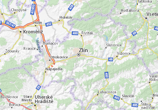 Karte Stadtplan Zlín
