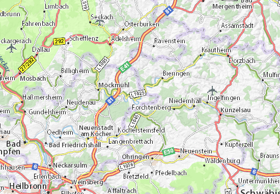 Karte Stadtplan Jagsthausen