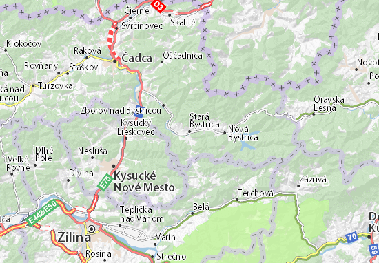 Kaart Plattegrond Stará Bystrica