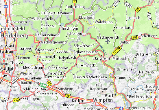 Karte Stadtplan Aglasterhausen