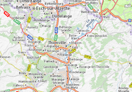 Map of Thionville - Michelin Thionville map - ViaMichelin