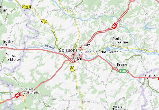 Karte Stadtplan Villeneuve-Saint-Germain