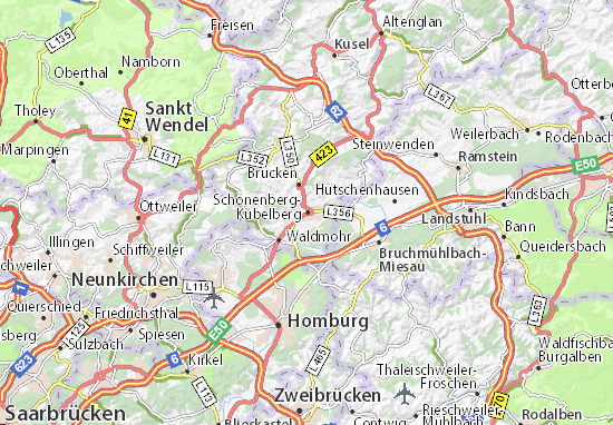 Karte Stadtplan Schönenberg-Kübelberg