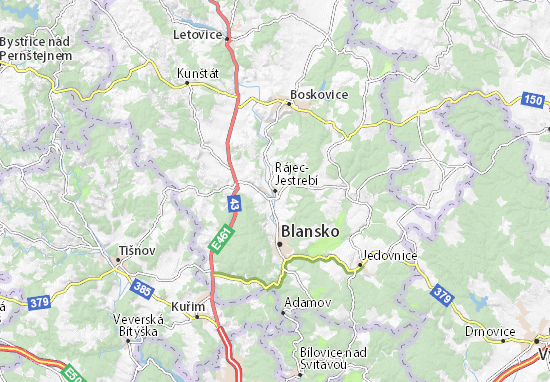 Karte Stadtplan Rájec-Jestrebí