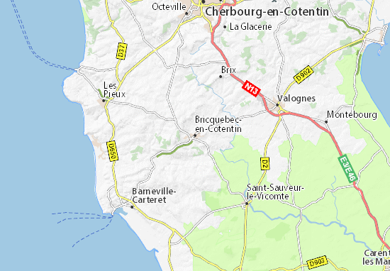 Mapa Bricquebec-en-Cotentin