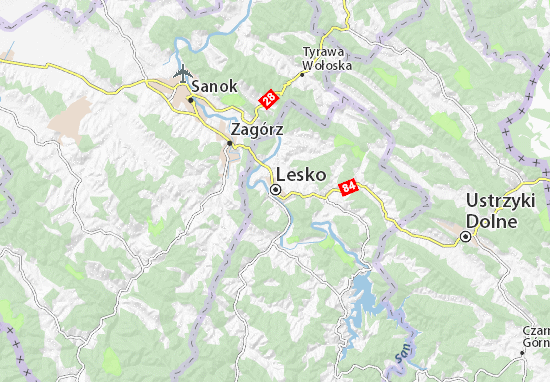 Karte Stadtplan Lesko