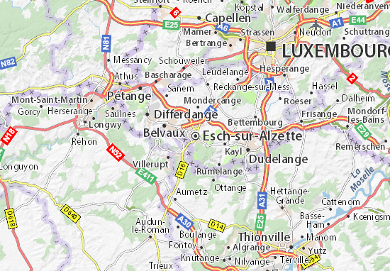 Kaart Plattegrond Esch-sur-Alzette