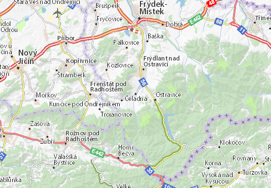 Kaart Plattegrond Čeladná