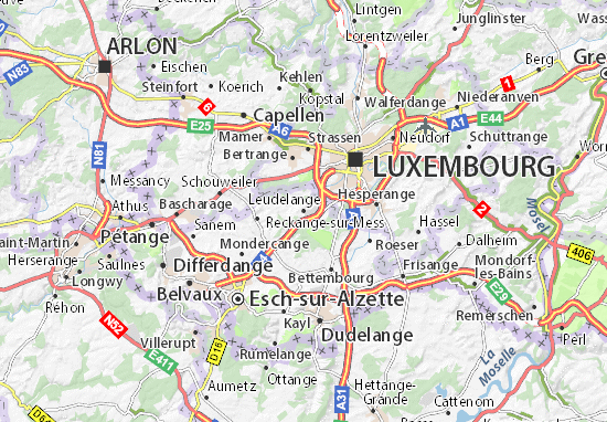 Karte Stadtplan Leudelange
