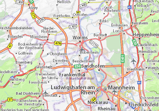 Karte Stadtplan Bobenheim