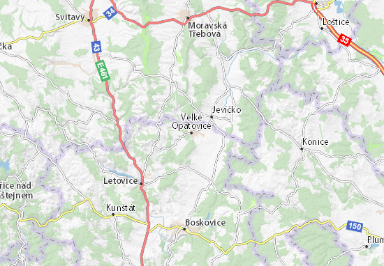 Karte Stadtplan Velké Opatovice