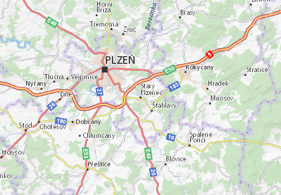 Karte Stadtplan Starý Plzenec