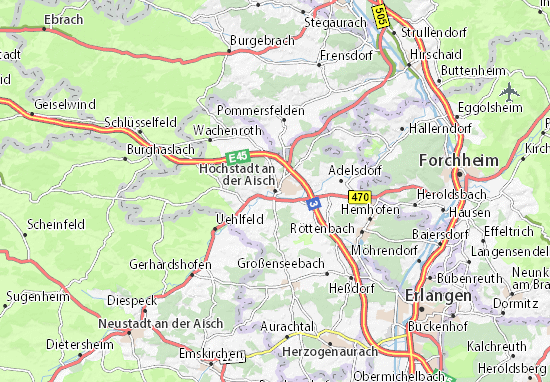 Karte Stadtplan Höchstadt an der Aisch