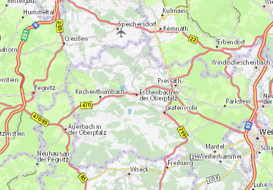 Karte Stadtplan Eschenbach in der Oberpfalz