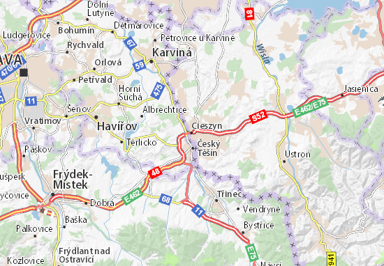 Karte Stadtplan Cieszyn