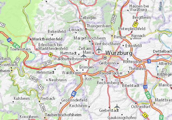 Karte Stadtplan Waldbüttelbrunn