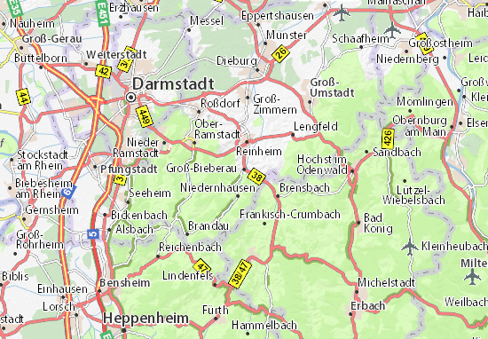 Karte Stadtplan Groß-Bieberau