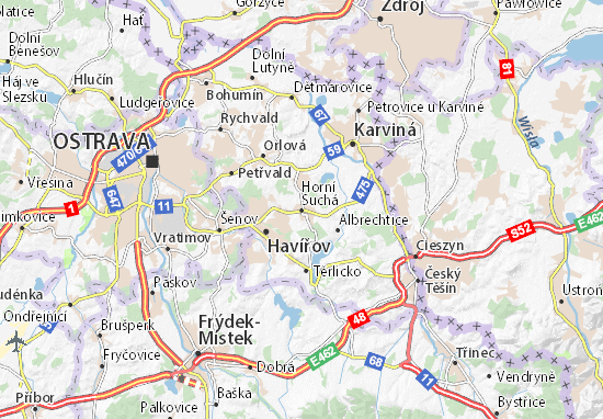 Karte Stadtplan Horní Suchá