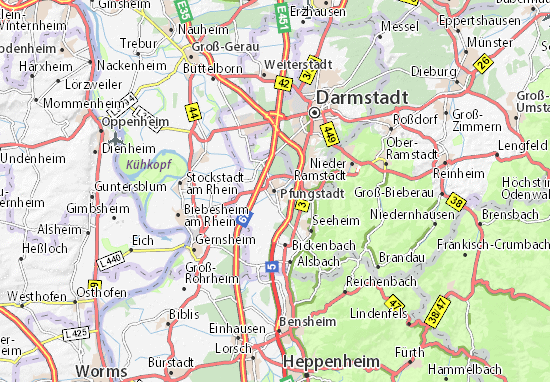 Karte Stadtplan Pfungstadt