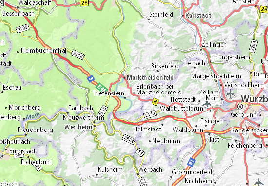 Karte Stadtplan Erlenbach bei Marktheidenfeld