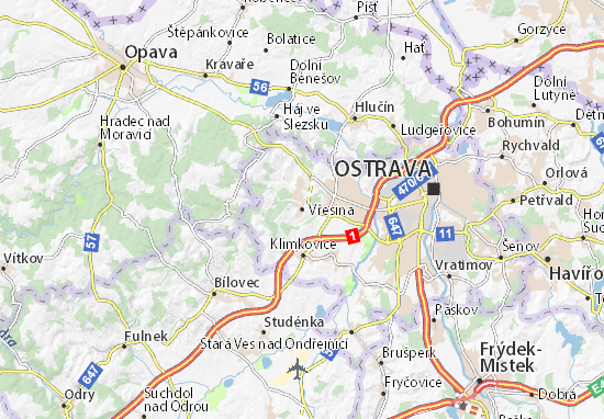 Kaart Plattegrond Vřesina