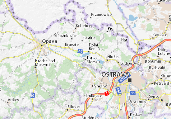 Mapa Háj ve Slezsku