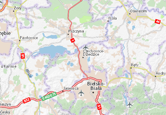 Kaart Plattegrond Czechowice-Dziedzice