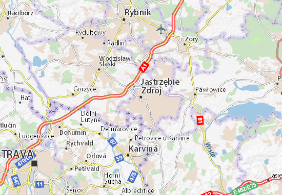 Karte Stadtplan Jastrzębie Zdrój
