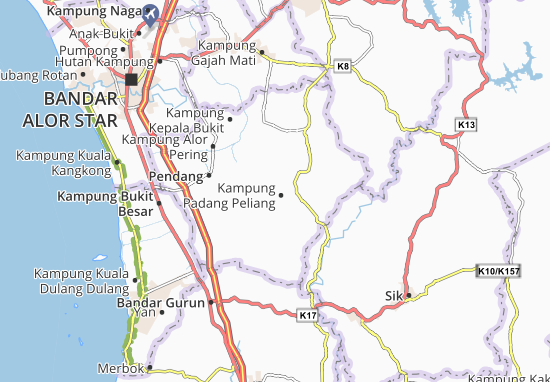 Karte Stadtplan Kampung Padang Peliang