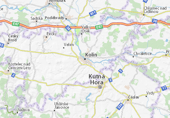 Kaart Plattegrond Kolín