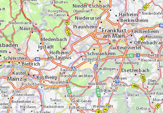 Karte Stadtplan Kelsterbach