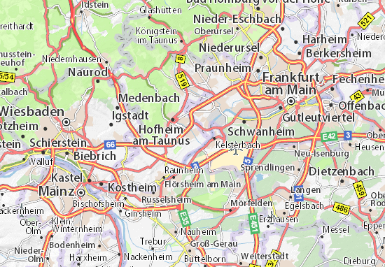 Kaart Plattegrond Hattersheim am Main