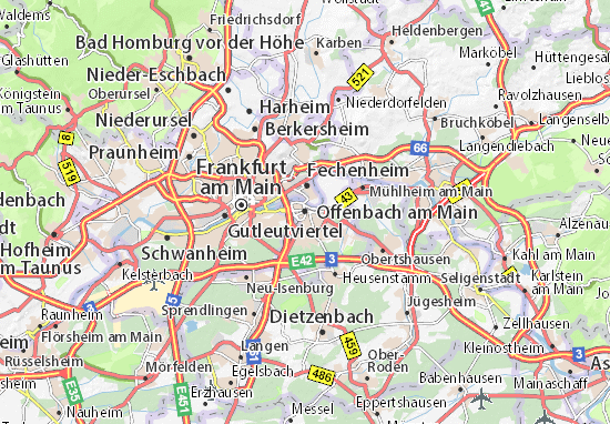 Karte Stadtplan Offenbach am Main