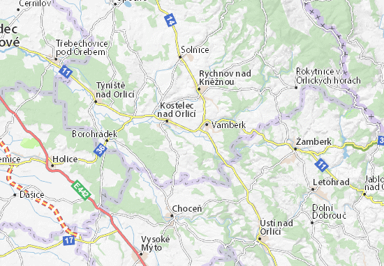Karte Stadtplan Doudleby nad Orlicí