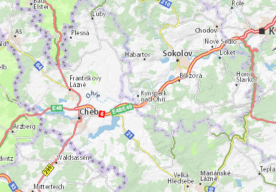 Karte Stadtplan Kynšperk nad Ohří