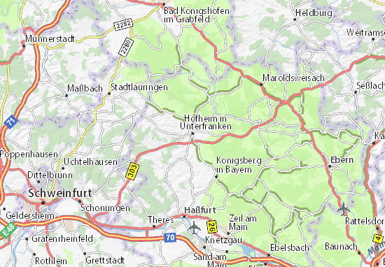 Kaart Plattegrond Hofheim in Unterfranken