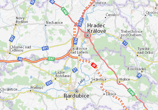 Carte-Plan Opatovice nad Labem