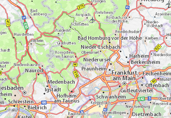 Karte Stadtplan Kronberg im Taunus