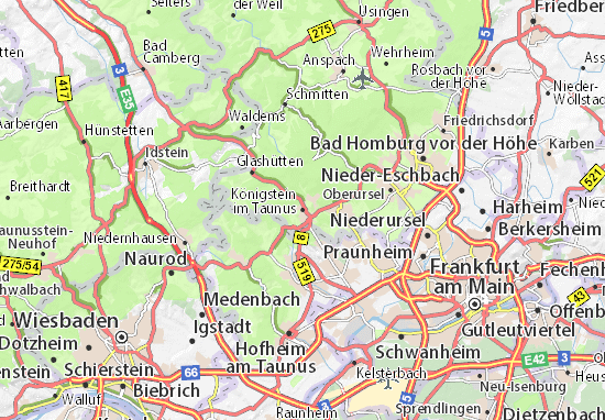 Karte Stadtplan Königstein im Taunus