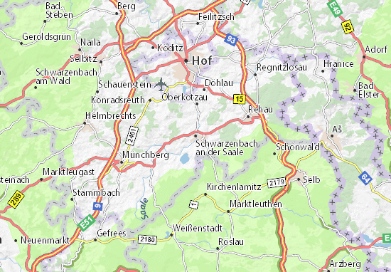 Mapa Schwarzenbach an der Saale