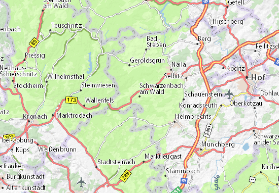 Karte Stadtplan Schwarzenbach am Wald