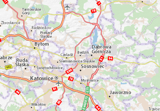 Karte Stadtplan Będzin