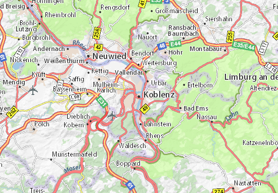 Kaart Plattegrond Koblenz