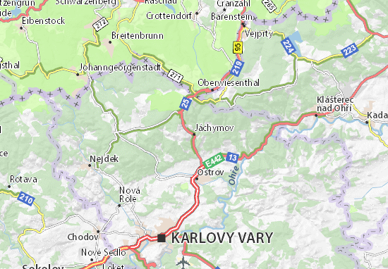 Karte Stadtplan Jáchymov