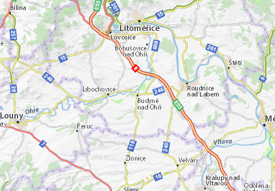 Karte Stadtplan Budyně nad Ohří